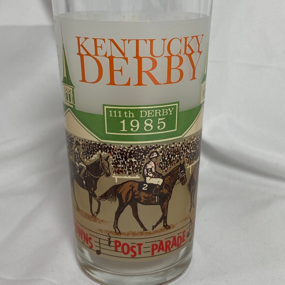 VNTG 1985 KENTUCKY DERBY #111 RUNNING CHURCHILL DOWNS OFFICIAL COMMEM GLASS NEW